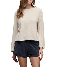 Barefoot Dreams CozyChic Ultra Lite® Knit Long Sleeve Rope Stripe Boatneck Pullover