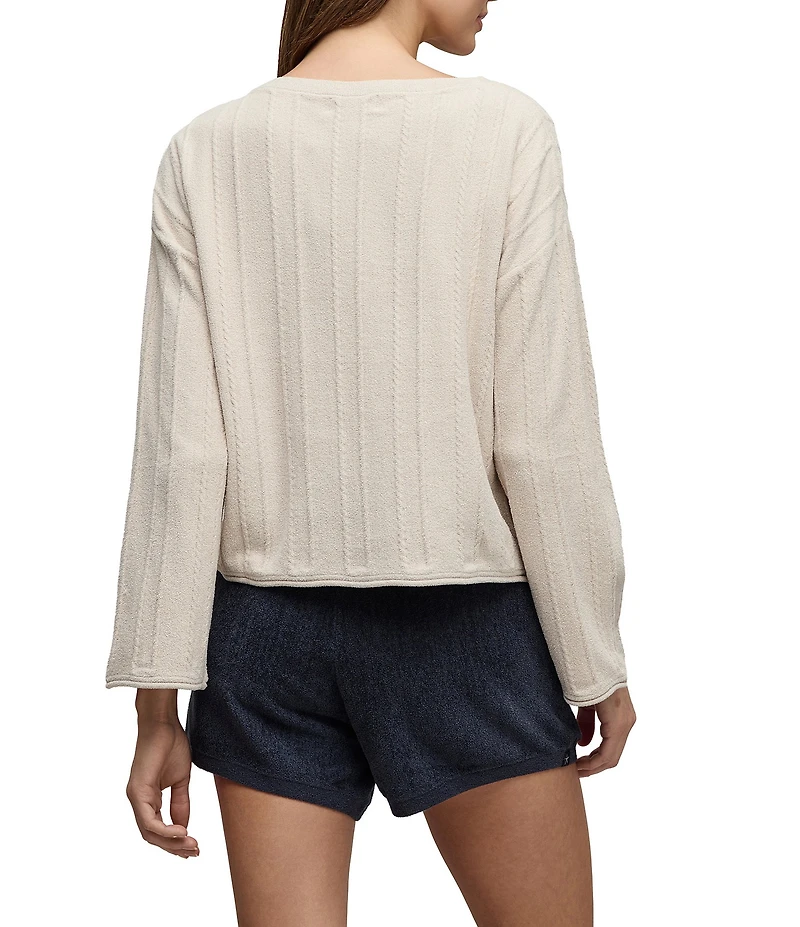 Barefoot Dreams CozyChic Ultra Lite® Knit Long Sleeve Rope Stripe Boatneck Pullover