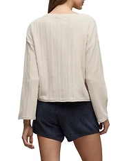 Barefoot Dreams CozyChic Ultra Lite® Knit Long Sleeve Rope Stripe Boatneck Pullover