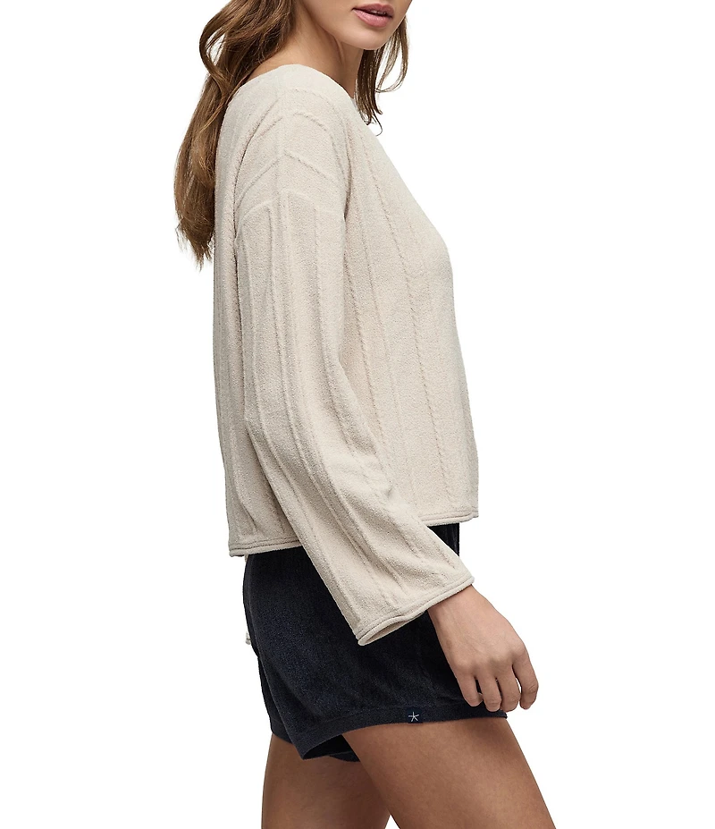 Barefoot Dreams CozyChic Ultra Lite® Knit Long Sleeve Rope Stripe Boatneck Pullover