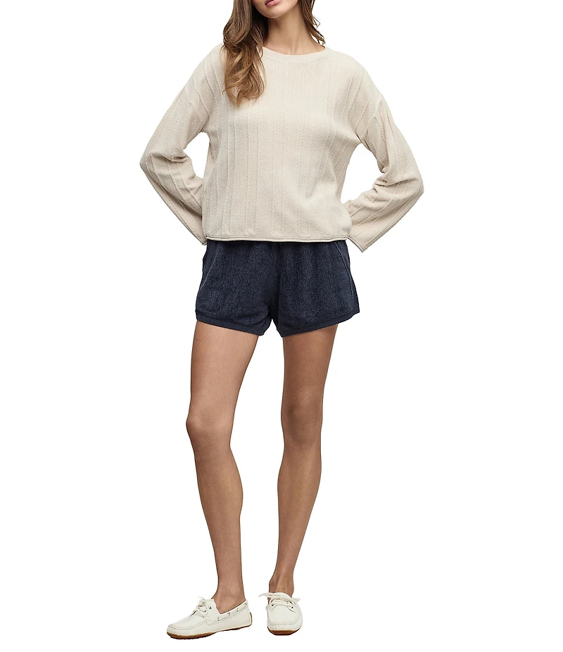 Barefoot Dreams CozyChic Ultra Lite® Knit Long Sleeve Rope Stripe Boatneck Pullover