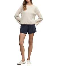 Barefoot Dreams CozyChic Ultra Lite® Knit Long Sleeve Rope Stripe Boatneck Pullover