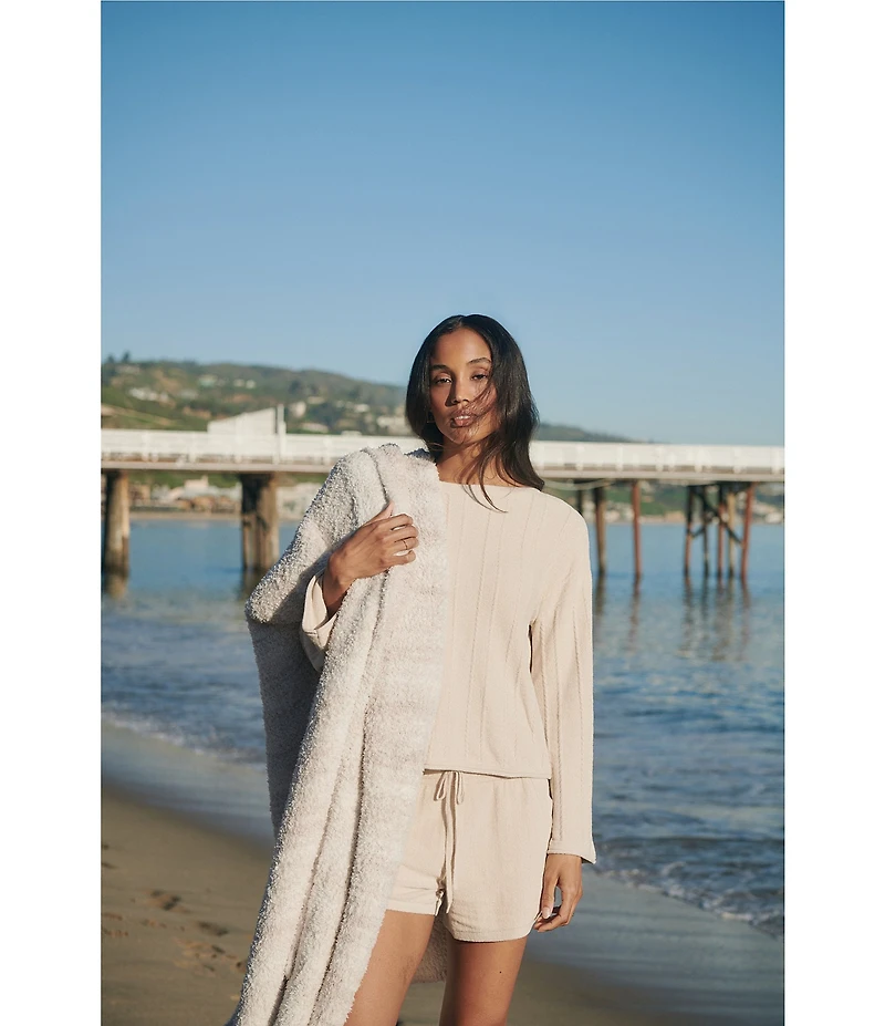 Barefoot Dreams CozyChic Ultra Lite® Knit Long Sleeve Rope Stripe Boatneck Pullover