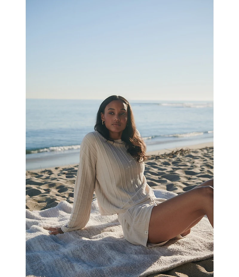 Barefoot Dreams CozyChic Ultra Lite® Knit Long Sleeve Rope Stripe Boatneck Pullover