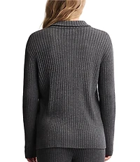 Barefoot Dreams CozyChic Ultra Lite® Lurex Rib Knit Button-Front Coordinating Lounge Top