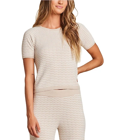 Barefoot Dreams CozyChic Ultra Lite Pointelle Short Sleeve Coordinating Lounge Top