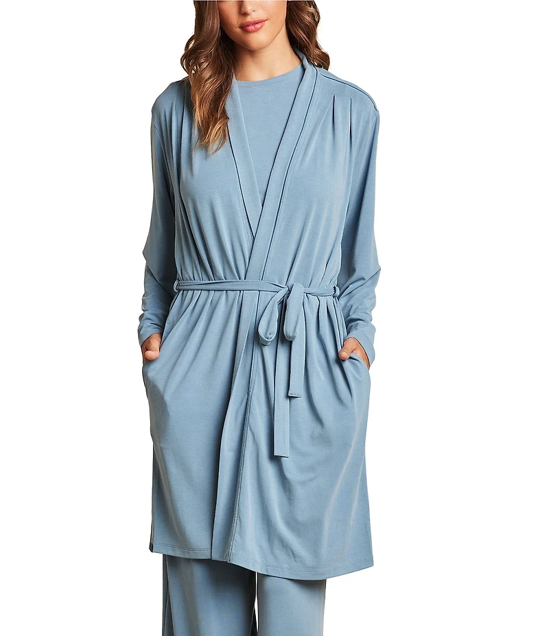 Barefoot Dreams Malibu Collection Sand Washed Jersey Knit Midi Robe