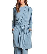 Barefoot Dreams Malibu Collection Sand Washed Jersey Knit Midi Robe