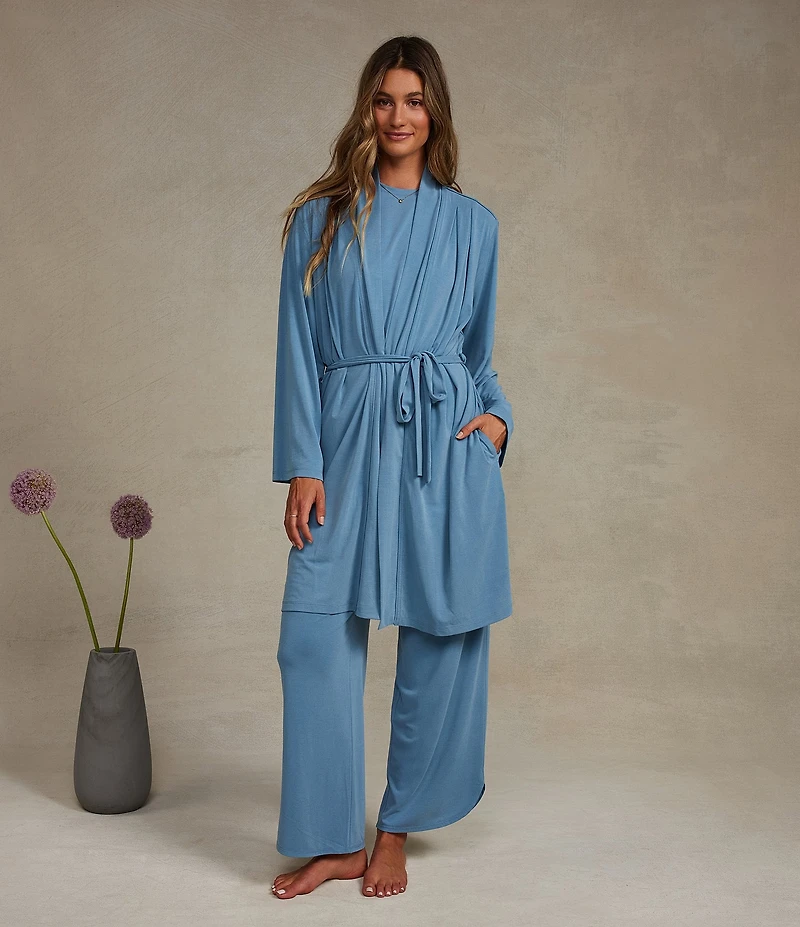 Barefoot Dreams Malibu Collection Sand Washed Jersey Knit Midi Robe