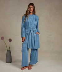 Barefoot Dreams Malibu Collection Sand Washed Jersey Knit Midi Robe