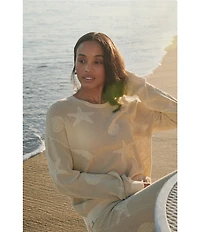 Barefoot Dreams Sunbleach Shell Motif Long Sleeve Crew Neck Coordinating Top