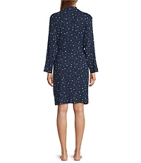 Barefoot Dreams Ultra Soft Ribbed Knit Long Sleeve Heart Print Short Robe