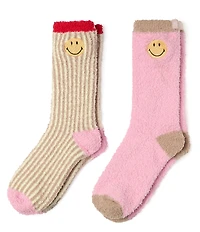 Barefoot Dreams x Smiley CozyChic® Knit Smiley Ribbed Sock Set