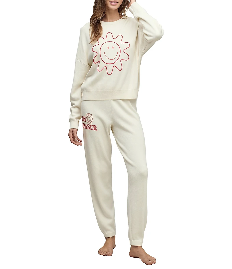 Barefoot Dreams x Smiley CozyChic Ultra Lite® Sun & Stars Crew Neck Long Sleeve Coordinating Pullover