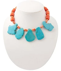 Barse Adobe Sunset Golden And Genuine Stone Statement Necklace