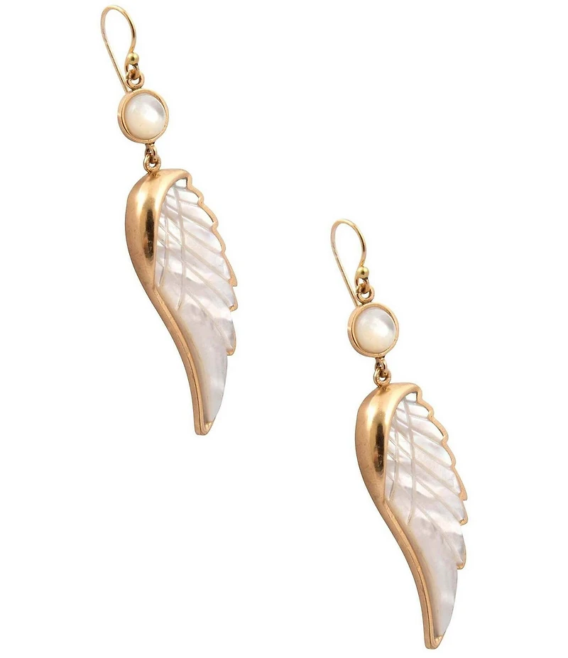 Barse Wings of Grace Mother-Of-Pearl Drop Earrings