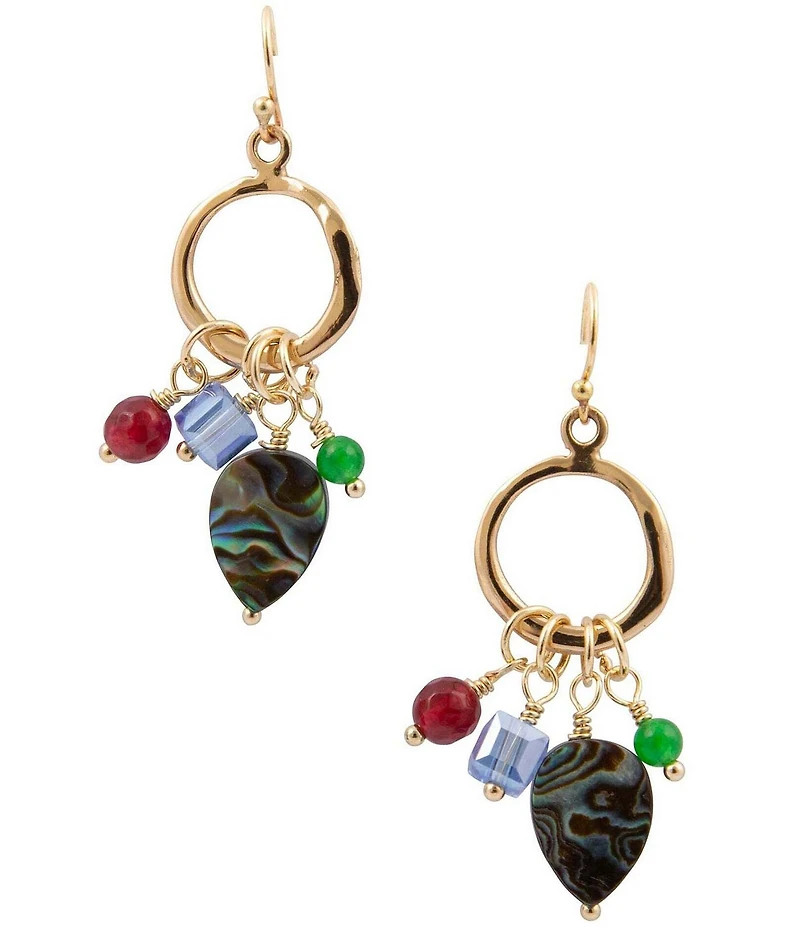 Barse Abalone Rhinestone Chandelier Earrings