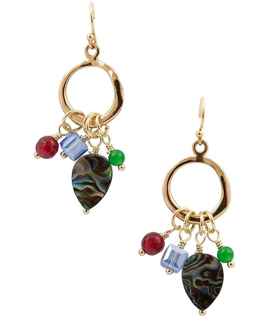 Barse Abalone Rhinestone Chandelier Earrings