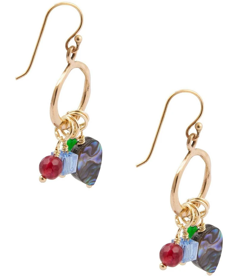 Barse Abalone Rhinestone Chandelier Earrings