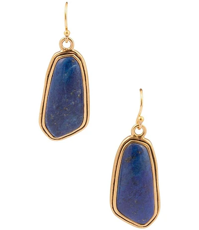 Barse Abstract Bronze and Lapis Drop Earrings
