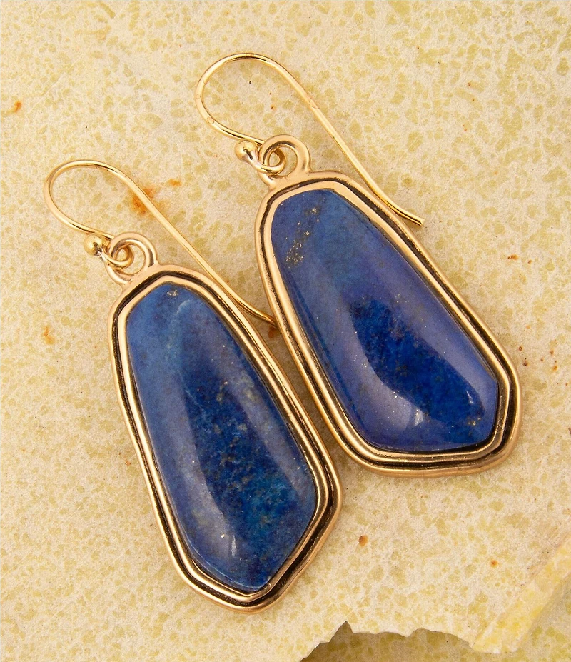 Barse Abstract Bronze and Lapis Drop Earrings