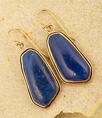 Barse Abstract Bronze and Lapis Drop Earrings