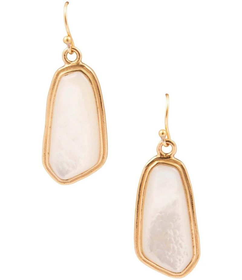 Barse Abstract Bronze and Mother Of Pearl Drop Earrings