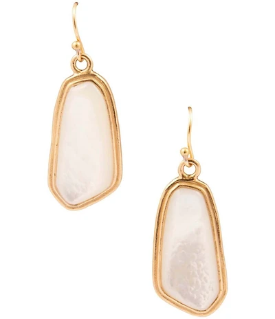 Barse Abstract Bronze and Mother Of Pearl Drop Earrings