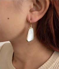 Barse Abstract Bronze and Mother Of Pearl Drop Earrings
