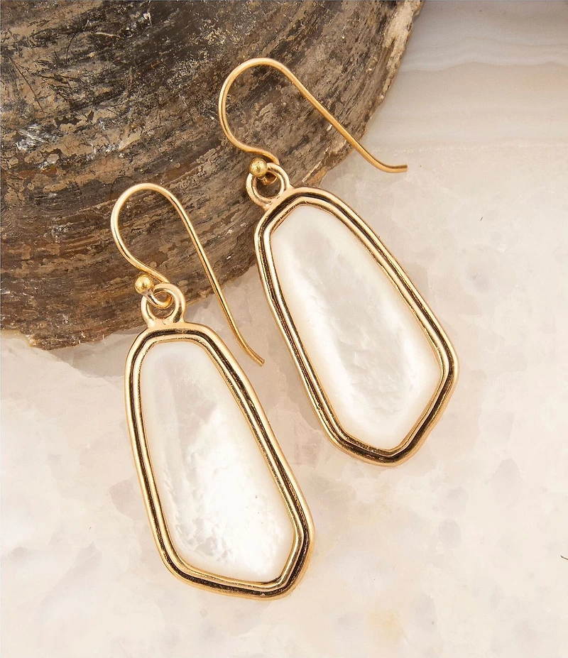Barse Abstract Bronze and Mother Of Pearl Drop Earrings