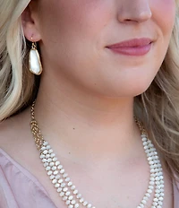 Barse Abstract Bronze and Mother Of Pearl Drop Earrings