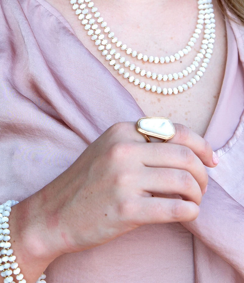 Barse Abstract Mother Of Pearl Statement Ring