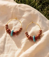 Barse Adobe Sunset Golden and Genuine Stone Hoop Earrings