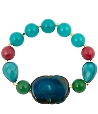 Barse Agate Jade Crown Treasures Stretch Bracelet