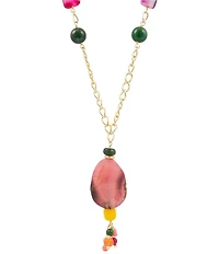 Barse April Showers Genuine Stone Long Pendant Tassel Necklace