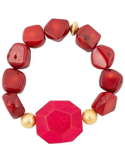 Barse Bamboo Coral and Quartz Coral Kiss Stretch Bracelet