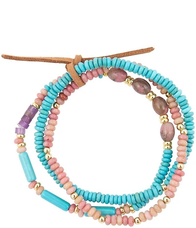 Barse Bare Coast Rhodonite and Magnesite Beaded Stretch Bracelet Set