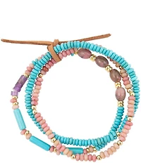Barse Bare Coast Rhodonite and Magnesite Beaded Stretch Bracelet Set