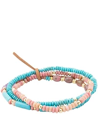 Barse Bare Coast Rhodonite and Magnesite Beaded Stretch Bracelet Set