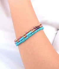 Barse Bare Coast Rhodonite and Magnesite Beaded Stretch Bracelet Set