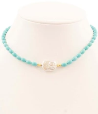 Barse Beach Ready Turquoise Magnesite and Pearl Collar Necklace