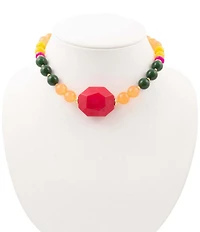 Barse Blossom Genuine Stone Beaded Statement Collar Necklace