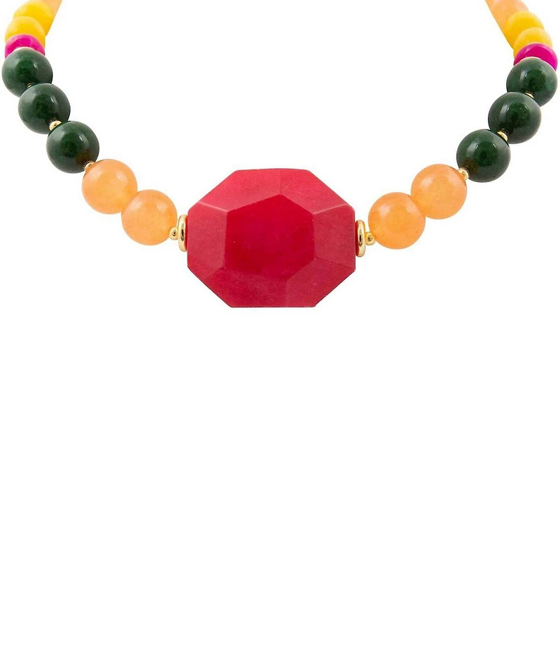 Barse Blossom Genuine Stone Beaded Statement Collar Necklace