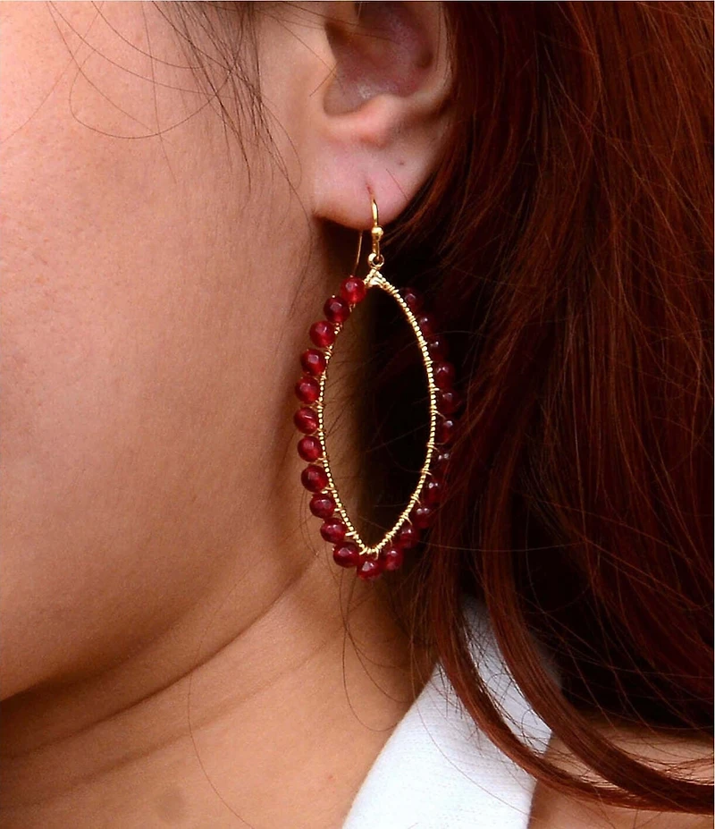 Barse Bordeaux Jade Enchanted Loop Orbital Earrings