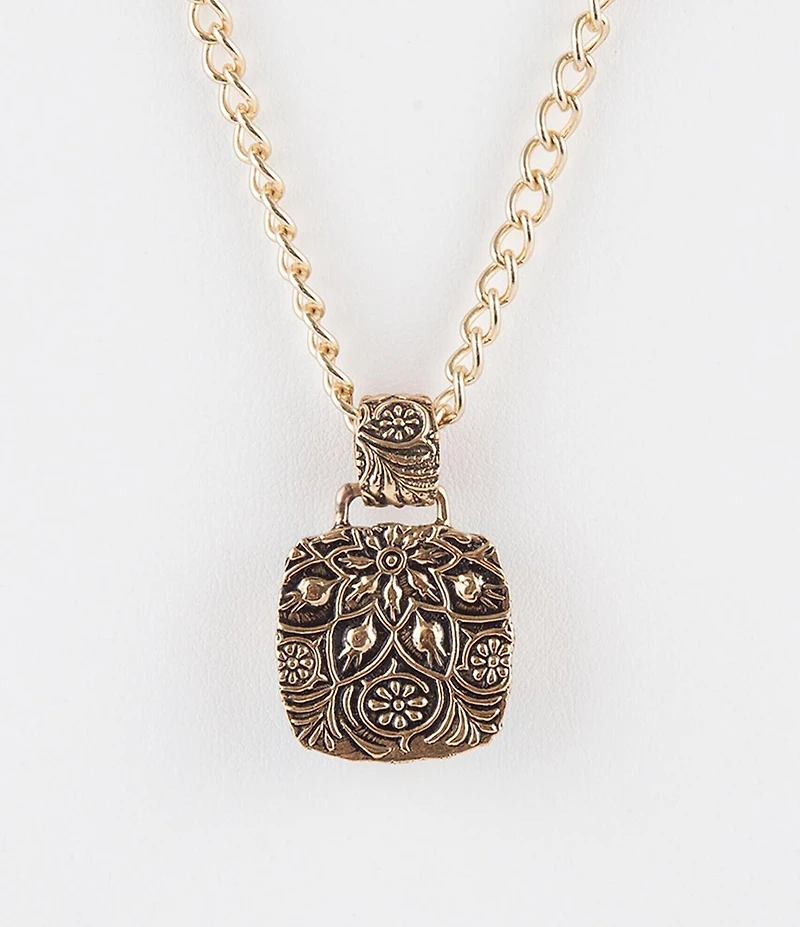 Barse Three Turquoise Stone Statement Pendant Necklace