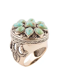 Barse Bronze & Genuine Turquoise Stones Statement Ring