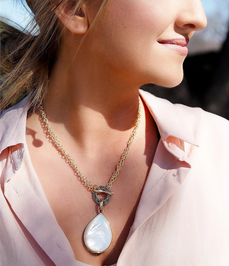 Barse Bronze & Pearl Convertible Pendant Necklace