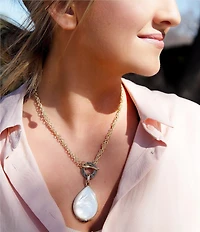 Barse Bronze & Pearl Convertible Pendant Necklace