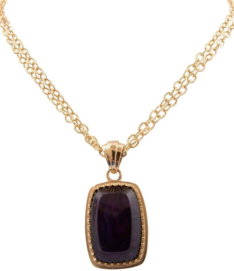 Barse Bronze, Abalone and Amethyst Moonlit Tide Short Pendant Necklace