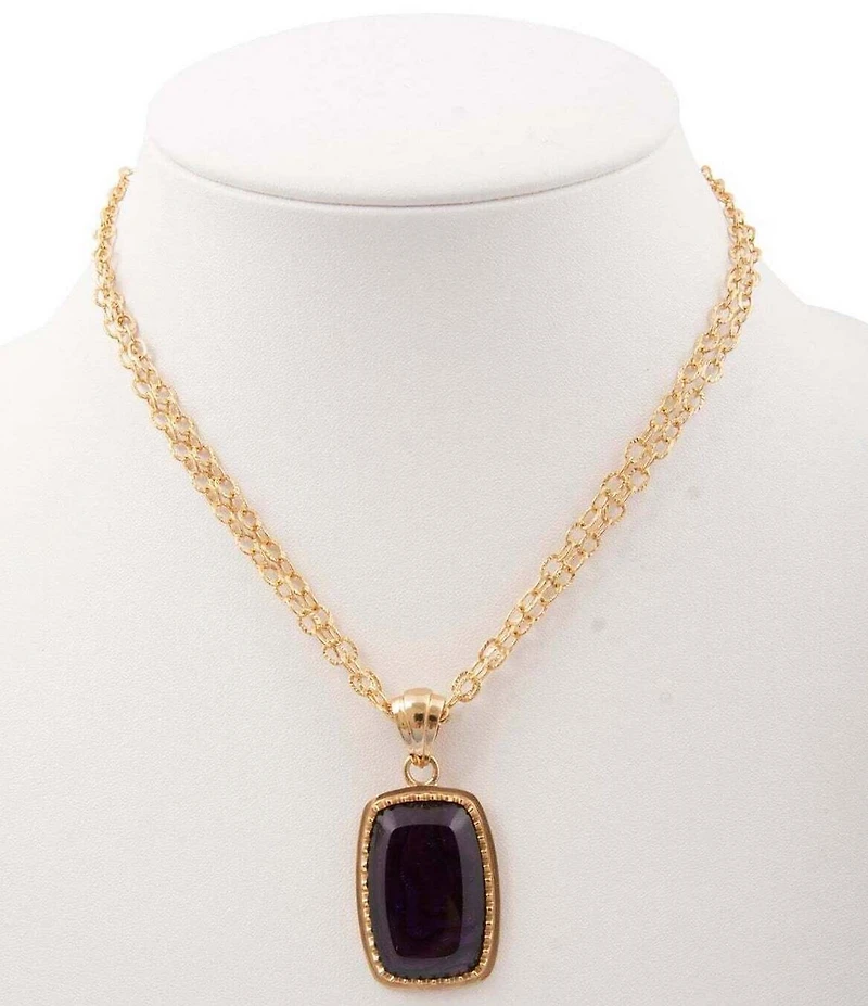 Barse Bronze, Abalone and Amethyst Moonlit Tide Short Pendant Necklace